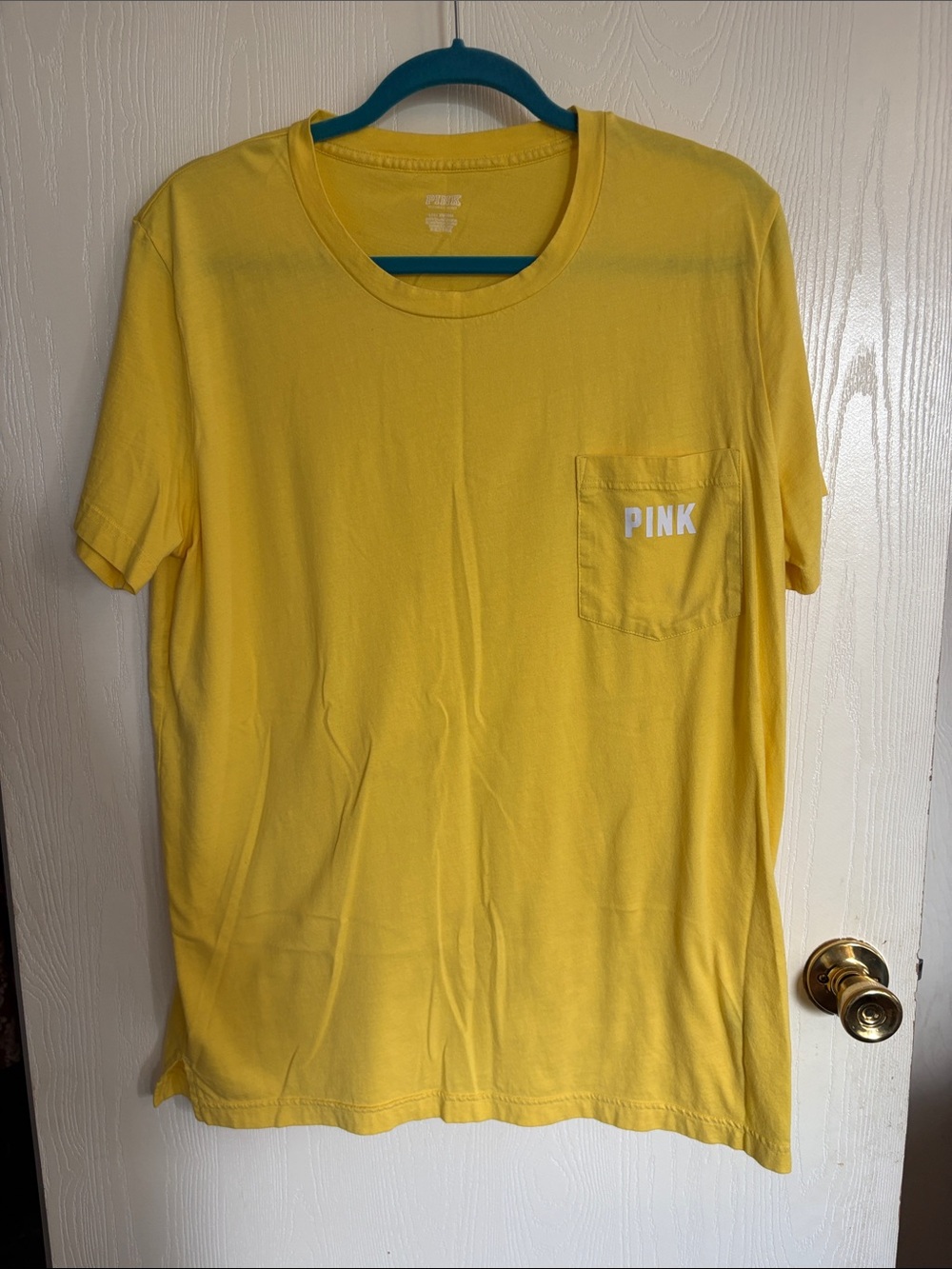 PINK Victoria's Secret Bright Yellow Pocket Tee